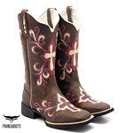 BOTA TEXANA HOPPER FEMININA FRANCA BOOTS BORDADA CRUZ