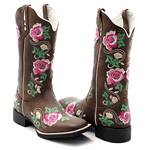 BOTA TEXANA HOPPER FEMININA FRANCA BOOTS BICO QUADRADO FLORES F32