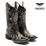 BOTA TEXANA FEMININA FRANCA BOOTS BICO QUADRADO HOPPER VERNIZ