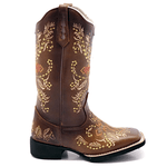 BOTA TEXANA HOPPER FEMININA FRANCA BOOTS BICO QUADRADO BORDADA CRUZ