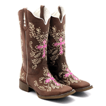 BOTA TEXANA HOPPER FEMININA FRANCA BOOTS BICO QUADRADO CRUZ-ROSA