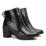 Bota Couro Feminina Amarração Calcanhar preta 