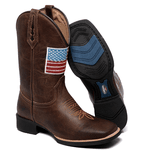 BOTA TEXANA FRANCA BOOTS MASCULINA BORDADA BANDEIRA FB2248