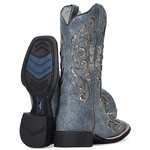 BOTA TEXANA COM RECORTES A LASER FRANCA BOOTS BORDADA HOPPER 