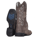 BOTA TEXANA COM RECORTES A LASER FRANCA BOOTS BORDADA HOPPER