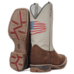 BOTA TEXANA FRANCA BOOTS MASCULINA BANDEIRA COURO LEGITIMO BORDADA SOLADO JUMP 