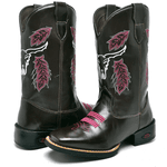 BOTA TEXANA COUNTRY FEMININA BORDADA BOI - LINHA ECO 