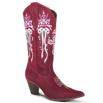 BOTA TEXANA FEMININA COURO NOBUCK BORDÔ