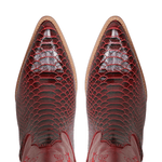 BOTA TEXANA FEMININA COURO ANACONDA VERMELHO E FÓSSIL VERMELHO 35