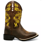 BOTA TEXANA BICO QUADRADO BORDADA AMARELO - FRANCA BOOTS