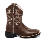 BOTA TEXANA FEMININA BORDADA FB108 COURO CAFE 