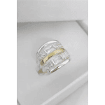 Anel Gala Prata Aplique Ouro Zircônias