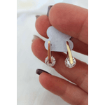 Brinco De Prata Com Apliques De Ouro E Zircônias Ponto De Luz
