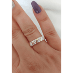 Kit Anel + Brinco Argola Prata 925 Aplique Ouro E Zircônias