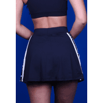 Short Saia Fitness Frelith Tamara Preto com Recortes Estampados em Microfibra - PRETO