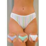 Kit 3 Calcinhas Frelith Listras Feminina Lilás e Verde Claro em Microfibra - ESTAMPADA