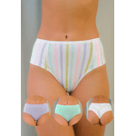 Kit 3 Fios Frelith Listras Feminina Lilás e Verde Claro em Microfibra - ESTAMPADA