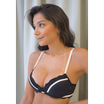 Conjunto Lingerie com Viés Contrastante em Renda e Microfibra - PRETO