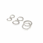 Trio de Brincos Click fio Quadrado Prata 925 
