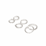 Trio de Brincos Click fio Meia Cana Liso Prata 925 