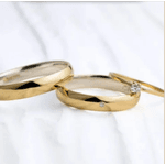 Par de Alianças em Ouro 14K e Prata 3 mm Tradicional