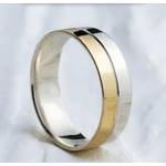 Par de Alianças de Casamento 5 mm Reta - Prata com Ouro 14K
