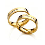 Par de Alianças Casamento em Ouro 14K com Friso Central 5,5 mm