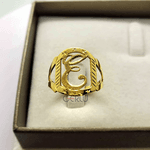 Anel Solitário Letra em Ouro 14K