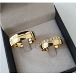 Par de Alianças de Ouro 18K - 6mm - Trabalhada