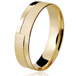 Par de Alianças Ouro 18K Trabalhada 5 mm