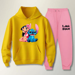 Conjunto Moletom Rosa Feminino Infantil Lillo e Stitch