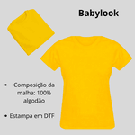 Babylook Amarela Warmout Feminina Estampada Stitch Angel