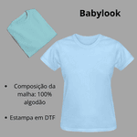 Babylook Azul Bebê Warmout Feminina Estampada Stitch Angel