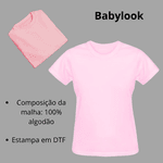 Babylook Rosa Warmout Feminina Estampada Stitch Angel