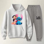 Conjunto Moletom Cinza Feminino Infantil Lillo e Stitch