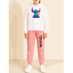 Conjunto Moletom Rosa Feminino Stitch Neon