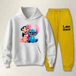 Conjunto Moletom Amarelo Feminino Infantil Lillo e Stitch
