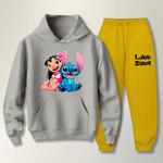 Conjunto Moletom Amarelo Feminino Infantil Lillo e Stitch