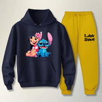 Conjunto Moletom Amarelo Feminino Infantil Lillo e Stitch