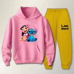 Conjunto Moletom Amarelo Feminino Infantil Lillo e Stitch