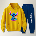 Conjunto Moletom Azul Feminino Stitch Neon