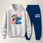 Conjunto Moletom Azul Feminino Infantil Lillo e Stitch