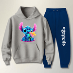 Conjunto Moletom Azul Feminino Stitch Neon