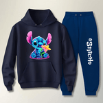 Conjunto Moletom Azul Feminino Stitch Neon