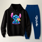 Conjunto Moletom Azul Feminino Stitch Neon