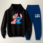 Conjunto Moletom Azul Feminino Infantil Lillo e Stitch