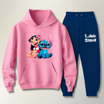Conjunto Moletom Azul Feminino Infantil Lillo e Stitch