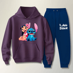 Conjunto Moletom Azul Feminino Infantil Lillo e Stitch