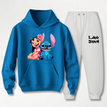 Conjunto Moletom Branco Feminino Infantil Lillo e Stitch