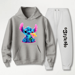 Conjunto Moletom Branco Feminino Stitch Neon